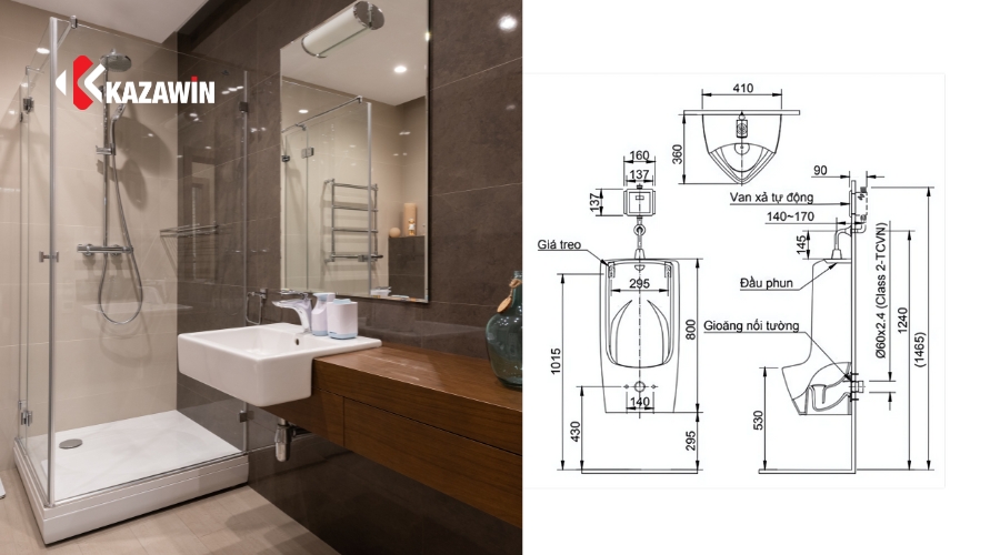 Khoảng cách giữa các thiết bị vệ sinh 1