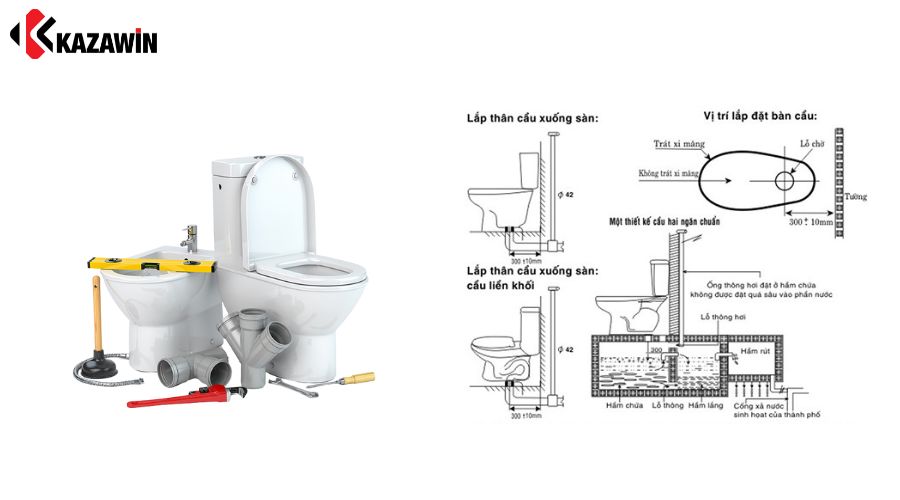 cách lắp bồn cầu liền khối 1