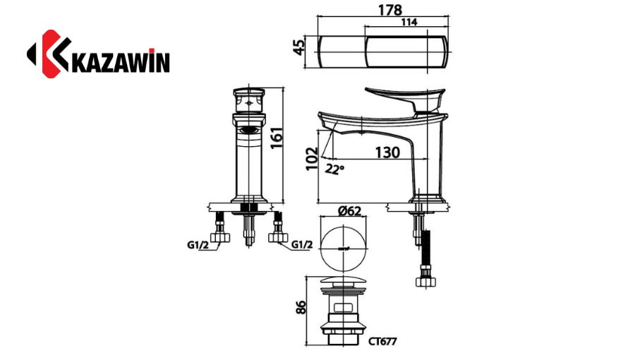 Kích thước vòi lavabo theo tứng loại