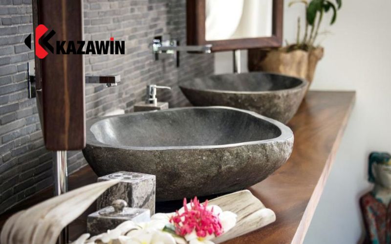 chậu lavabo sứ và lavabo đá tự nhiên