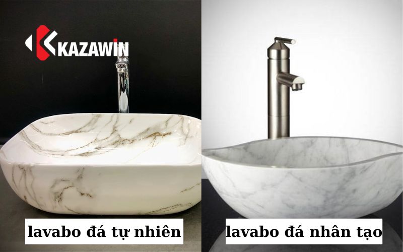 lavabo đá tự nhiên và lavabo đá nhân tạo